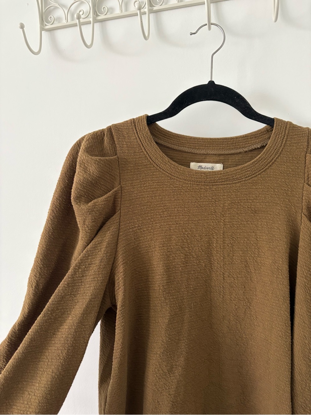 Madewell Brown Puff Sleeve Knit Top